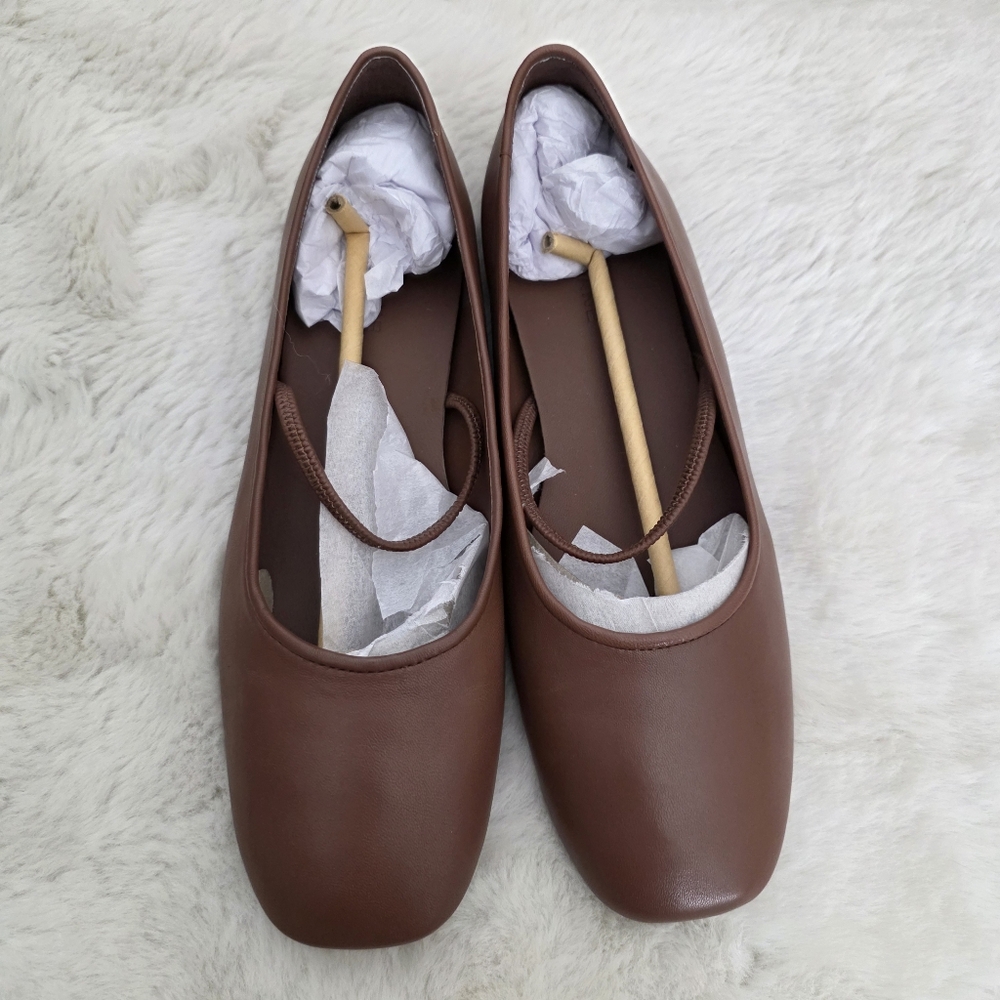 NEW Everlane The Day Mary Jane Rum Brown Leather Slip-On Ballet Flats 8 - Picture 6 of 14